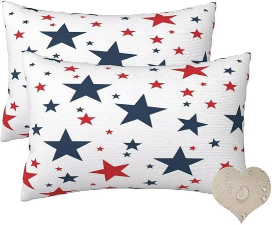 Outdoor Pillows Waterproof Set of 2 Outdoor Pillow Covers 16x24 Inch, Light Throw Pillows Stars Pillow Covers, Summer Garden Decorative Pillows Outdoor Pillows for Patio Furniture Car Home Decor-hs348