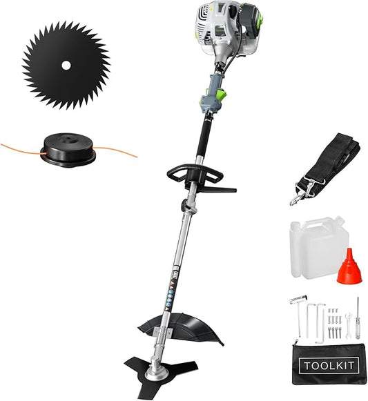 36CC Gas Powered String Trimmer, 3IN1 2-Stroke Gas Powered Weed Wacker with Brush Cutter, 3/40-Tooth Blade, Shoulder Strap for Garden, Yard