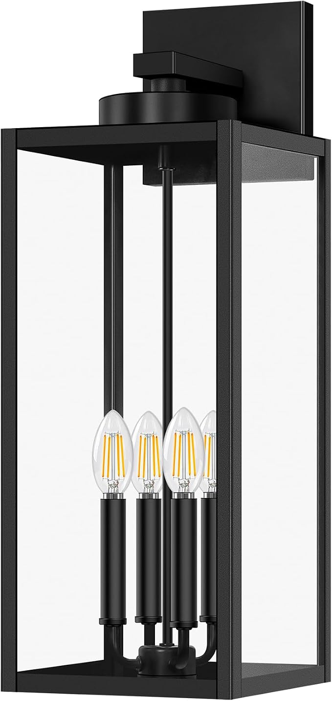 23.9" Extra Large Size Outdoor Wall Light Fixture, Exterior Lighting Fixture Porch Sconce Wall Mounted, Waterproof Outdoor Wall Lantern, Outside Light for House Patio Front Door Garage, Black | Waterproof Metal Construction, Rust-resistant, Quick & Eas...