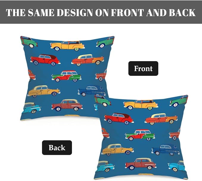 22x22 Inch Outdoor Pillow Covers Set of 2 Waterproof Throw Pillow Covers Decorative Couch Cushion Covers Colorful Car Square Pillowcases Protectors for Patio Garden Sofa