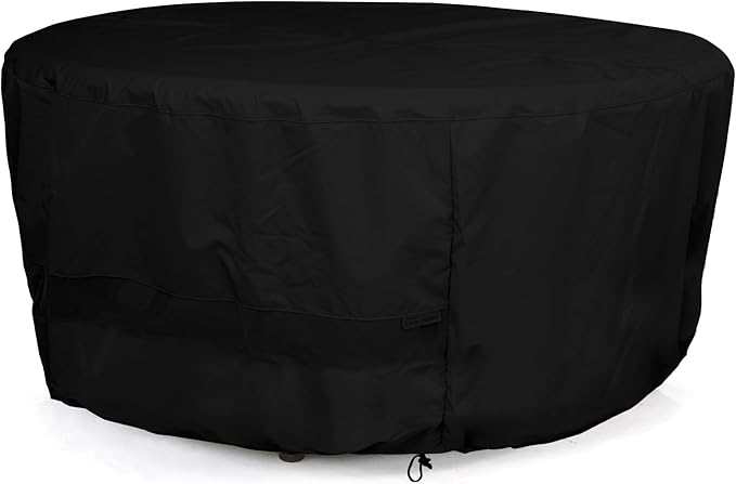 Covermates Round Dining Table Cover - Water-Resistant Polyester, Mesh Ventilation, Patio Table Covers, Round 54DIAMETER x 25H, Black
