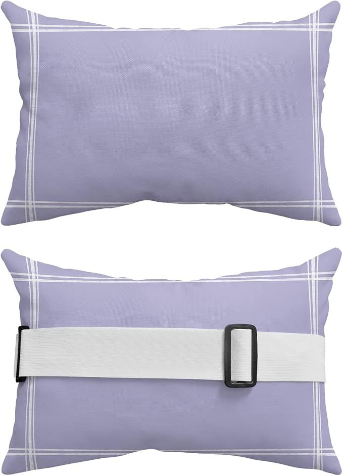 Outdoor Pillows Covers with Inserts Solid Color Medium Purple Waterproof Recliner Pillow with Adjustable Strap Throw Pillows for Patio Furniture Pool Lounge Chair, 11x16 inch, 2PCS