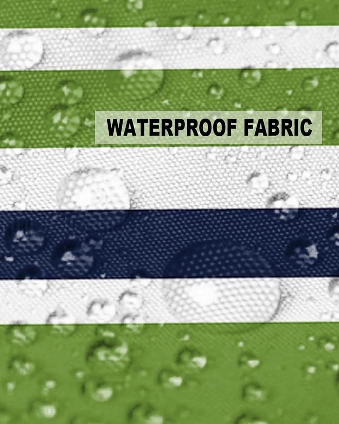 Outdoor Waterproof Throw Pillow Covers Set of 2 Navy Blue Green Stripes Decorative Outdoor Pillows Cushion Case 16x16 Inch Classic Striped Patio Pillows for Couch Sofa Bed Garden Office Home Decor