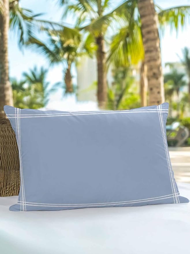 Vandarllin Waterproof Outdoor Pillow 1 Pack Solid Color Decorative Throw Pillows Cover & Insert 20x12 Inch Lumbar Pillowcase Light Blue Pillows for Couch Sofa Bed Patio Furniture Indoor Outdoor