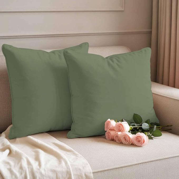 Throw Pillow Covers 26x26 Inch Set of 2, Green Solid Color Waterproof Outdoor Pillow Covers, Aesthetics Contemporary Luxury Decorative Cushion Pillowcases for Couch, Sofa, Bed, Garden, Patio