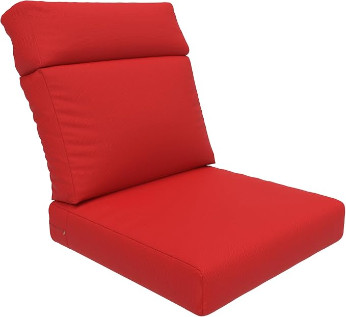 Covers & All Sunbrella Outdoor Cushions, High Back Outdoor Chair Cushions with Supportive Foam Seat and Poly Fill Back, Made with Waterproof, Stain & Fade Resistant Sunbrella Fabric for Patio Chairs