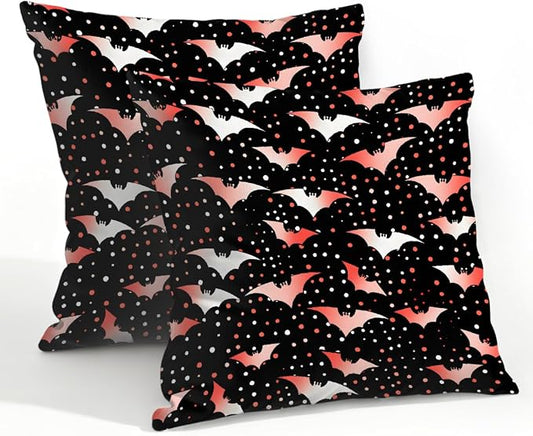 22x22 Inch Outdoor Pillow Covers Set of 2 Waterproof Throw Pillow Covers Decorative Couch Cushion Covers Polka Dot Bat Square Pillowcases Protectors for Patio Garden Sofa