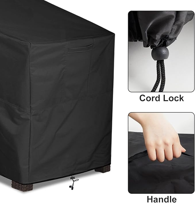 Outdoor Chair Covers 2 Pack, ALSTER Patio Chair Covers, Durable and Waterproof Black Furniture Covers for Lounge Deep Seat, Rain Snow Dust Wind-Proof(28" L x 36" W x 47" H)