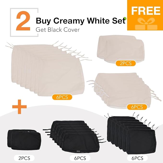 8-Piece Wicker Patio Furniture Set with Propane Fire Pit Table, Natural PE Rattan Outdoor Sectional Sofa with Water-Resistant Cushions, Wind Guard and Cover for Backyard Lounge Area(White)
