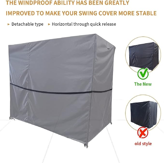 Patio Swing Cover - 3 Seater Hammock Glider Chair, Outdoor UV Resistant, Waterproof - 87L x 60D x 72H Inch