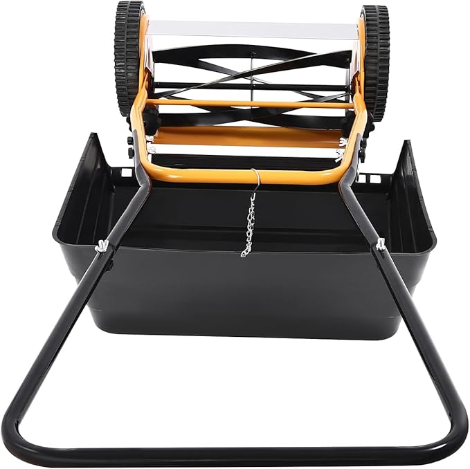 Manual Mowers 14-Inch 5-Blade Push Reel Lawn Mower with Detachable Grass Collecting Box Hand Push Lawn Mower with Adjustable Cutting Height for Garden, Yard 2 Wheels 2-in-1 Function