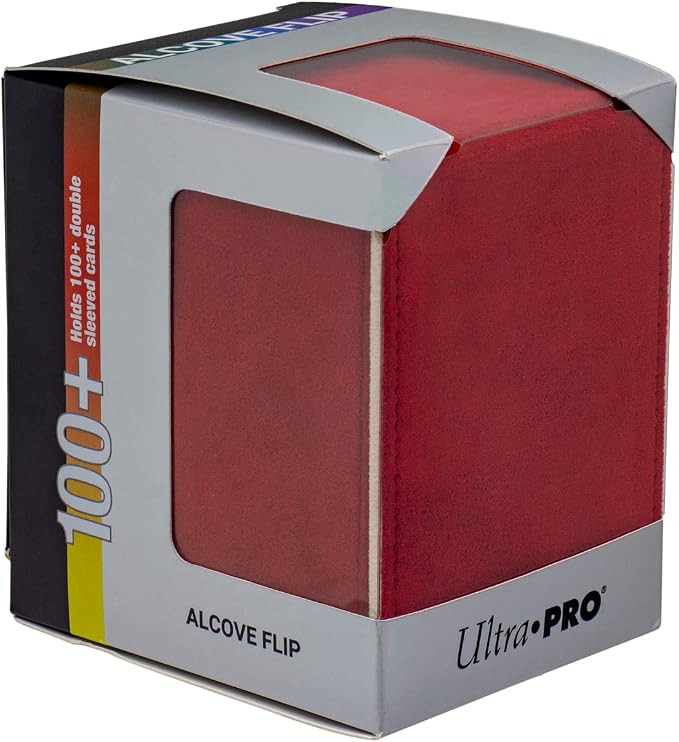 Ultra Pro - Vivid Alcove Flip Deck Box (Red) - Protect and Store up to 100 Double Sleeves Standard Size Cards, Perfect for Sports Cards, Gaming Cards & Collectible Trading Cards