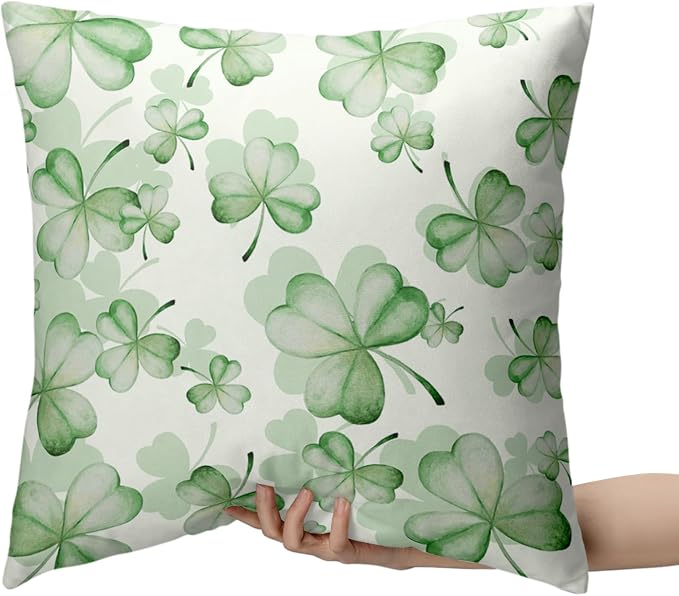 Green Lucky Charm St Patricks Day Pillow Covers 24x24 Pack of 2 Spring Summer Shamrock Pillows Cases Soft Touch March Home Decorations for St Patricks Day