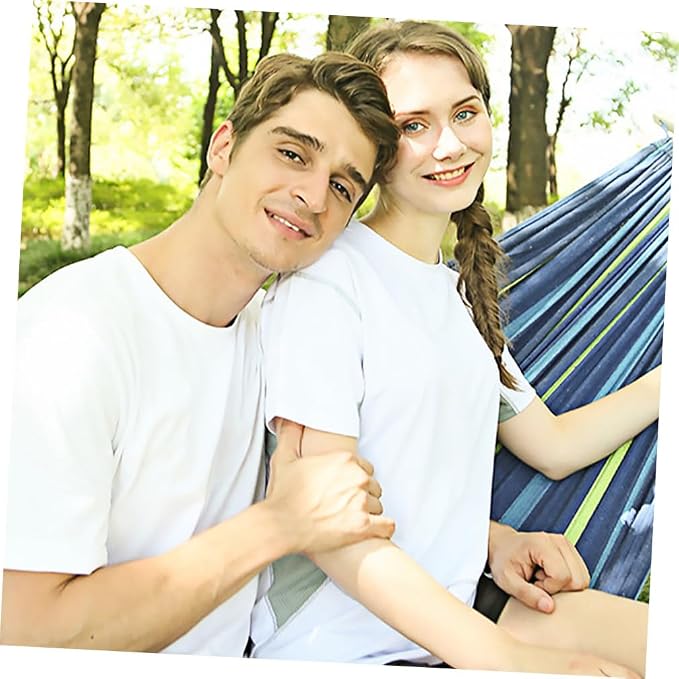 Milisten Double Canvas Swing Hammock for Two Adults Outdoor Travel Hanging Hammock with Thickened Widened Fabric for Garden Patio and Backyard