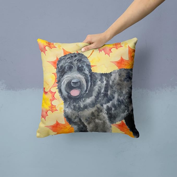 Caroline's Treasures BB9938PW1414 Black Russian Terrier Fall Fabric Decorative Pillow, Yellow Machine Washable, Indoor Outdoor Decorative Pillow for Couch, Bed or Patio, 14Hx14W