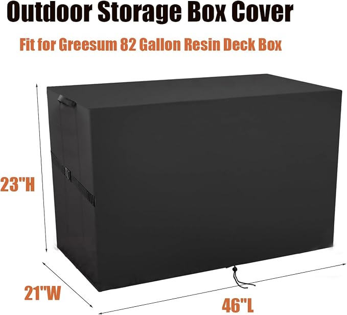 Outdoor Storage Box Cover for Greesum 82 Gallon Resin Deck Box, Waterproof Deck Box Covers Resin Storage Bin Cover - 46"L x 21"W x 23"H