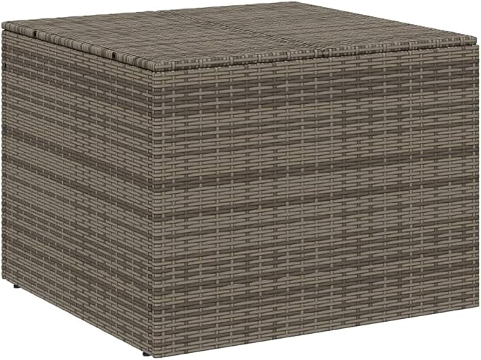 291 L Grey Wicker Deck Box Outdoor Storage Box 29.5 x 31.5 x 23.2 in PE Rattan Patio Cushion Chest with Powder-Coated Steel Frame for Garden & Poolside