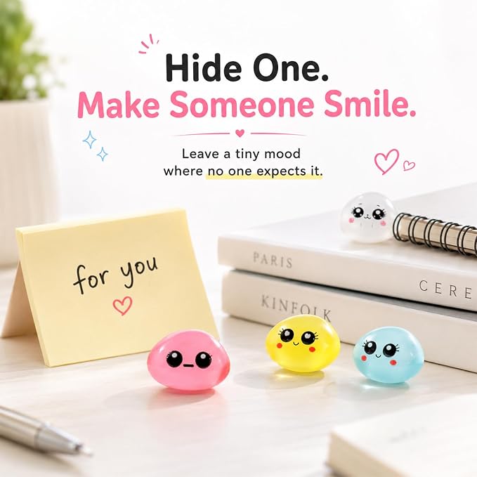 48 Pcs Mini Resin Expression Stones for Adult, Mini Trinkets, Figurines | Funny Meme Faces Figures for Desk Decor, Versatile for Miniature Landscapes, Potted Plants & DIY Crafts, Cute Party Favors