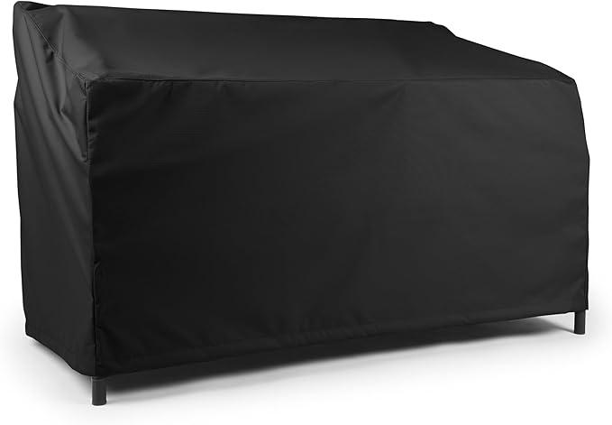 Covermates Classic Outdoor Patio Sofa Cover – Heavy-Duty 12-Gauge Vinyl with Polyester Lining, Elastic Hem & Mesh Vent for Moderate Weather Protection, 74W x 32D x 34H, Black
