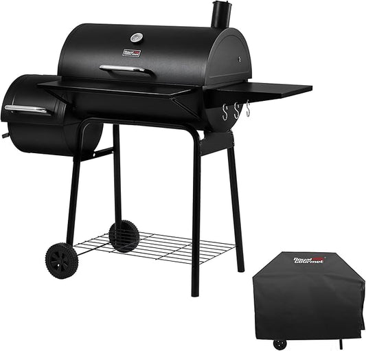 Royal Gourmet CC1830SC Charcoal Grill Offset Smoker with Cover, 823 Square Inches, Black, Perfect for Backyard Cooking, Outdoor Camping