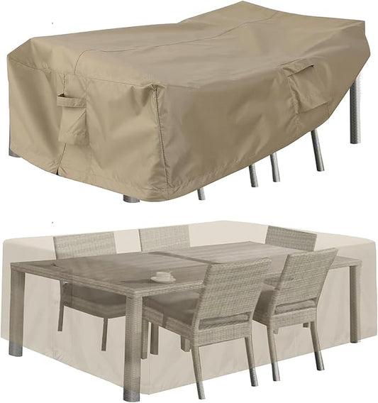 PureFit Patio Furniture Covers, Outdoor Table Furniture Cover Waterproof Rectangle, Patio Sectional Couch Set Cover for Deck, Lawn and Backyard, UV Resistant, 74"L x 47"W x 28"H, Camel