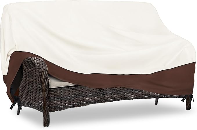 Outdoor Couch Cover, 3-Seater Patio Sofa Covers Fits up to 58" W x 32.5" D x 31" H, Waterproof Patio Furniture Covers, Beige
