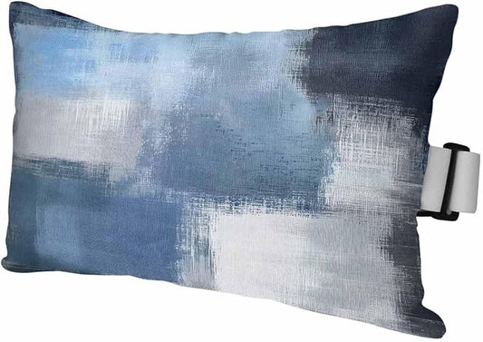 Pack of 2 Outdoor Lumbar Cushions with Inserts, Blue Grey Abstract Art Overlaid Gradient Texture Waterproof Fluffy Fade Body Pillows, Patio Furniture Pillow for Home Balcony Garden Decor 11x16IN