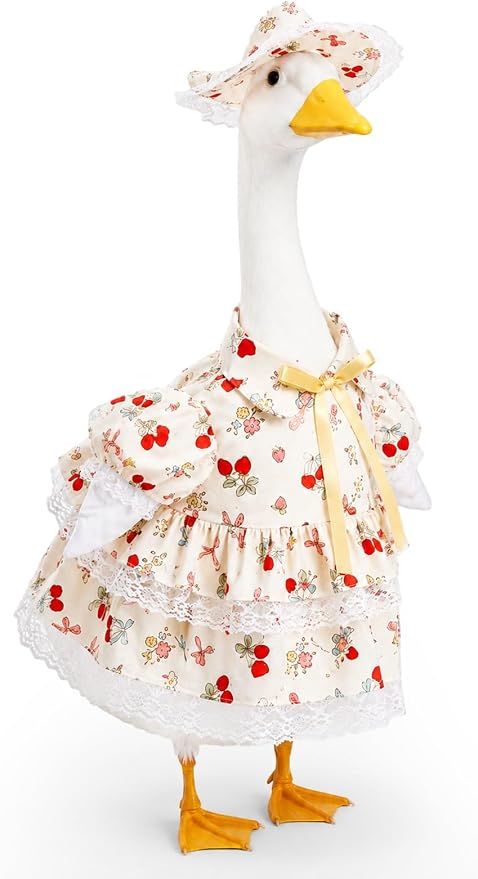Porch Goose Outfits - 23" /17" Porch Goose Clothes for Lawn Yard (White-D)