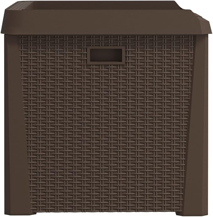 Garden Storage Box 125L Outdoor Deck Bin, Weather Resistant Polypropylene Container for Patio Cushion, Gardening Tools and Supplies, Brown