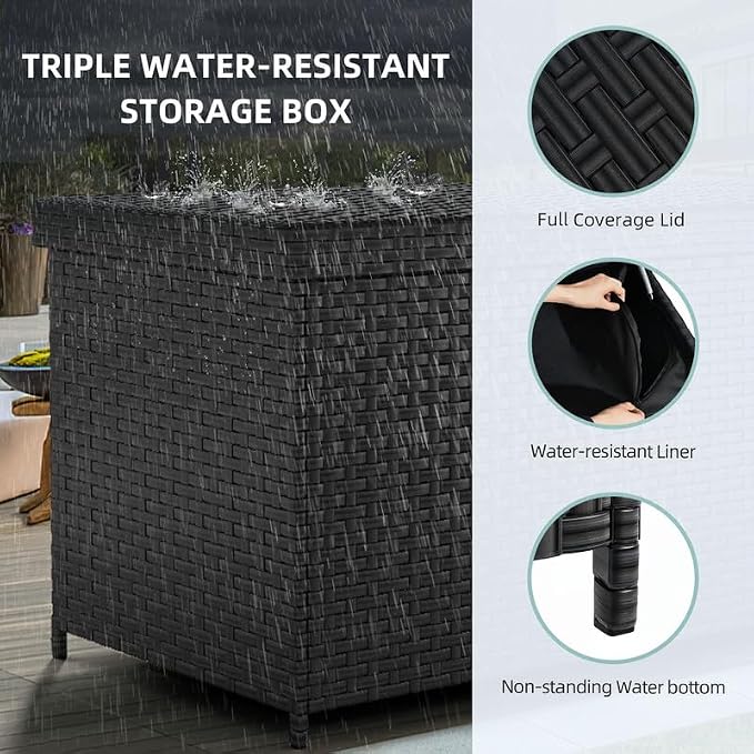 YITAHOME 260 Gallon Wicker Deck Box, XXL All-Weather Outdoor Storage Box, Extra Large Rattan Storage Bin for Patio Furniture, Outdoor Cushions, Pool Storage and Garden Tools (Black)
