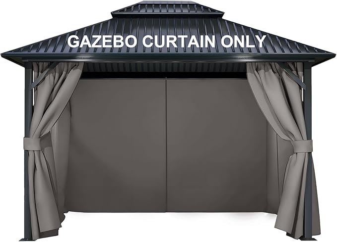COWVIE 4-Panel 10' x 10' Gazebo Replacement Curtains, Patio Privacy Sidewalls with Double Zipper, Replacement for Outdoor Gazebo Canopy (Curtain Only)