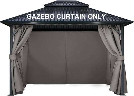 COWVIE 4-Panel 10' x 10' Gazebo Replacement Curtains, Patio Privacy Sidewalls with Double Zipper, Replacement for Outdoor Gazebo Canopy (Curtain Only)
