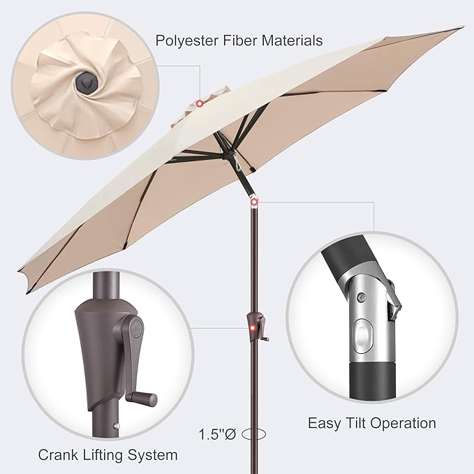 10ft Outdoor Patio Umbrella - Table Umbrella Waterproof UV Protection, Sombrillas de Patio with Push Button Tilt, Sun Umbrella for Pool, Porch, Garden, Deck, Backyard (Beige)