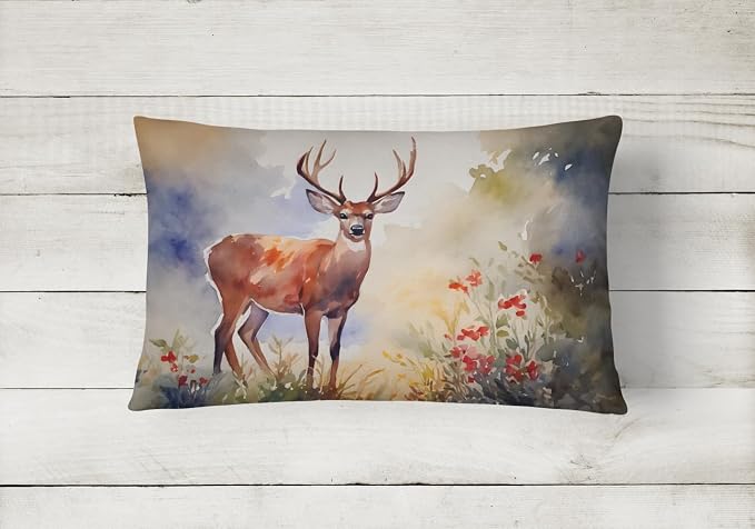 Caroline's Treasures DAC2904PW1216 Deer Throw Pillow Machine Washable, Indoor Outdoor Decorative Pillow for Couch, Bed or Patio, 12HX16W