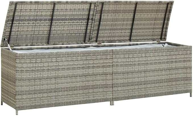 Patio Storage Box with PE Liner 78.7"x19.7"x23.6" Gray Outdoor Deck Box for Poolside Furniture Cushions Gardening Tools and Patio Decor