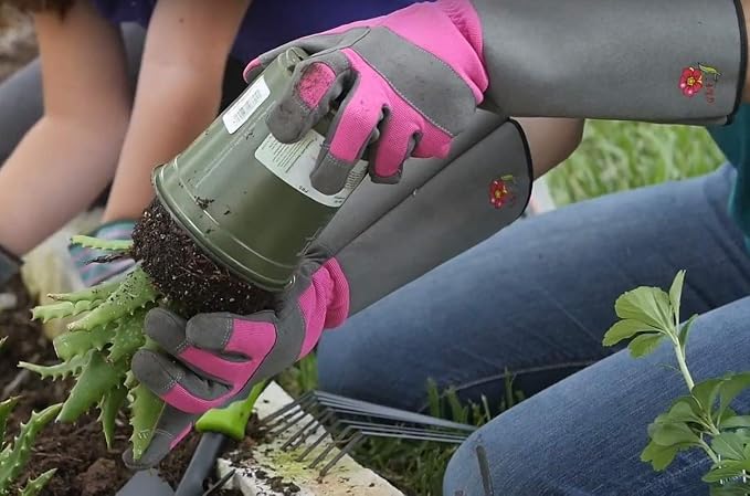 G & F Products Florist Pro Rose Gardening Gloves, Synthetic Leather Palm, Thorn Protection, Long Sleeve