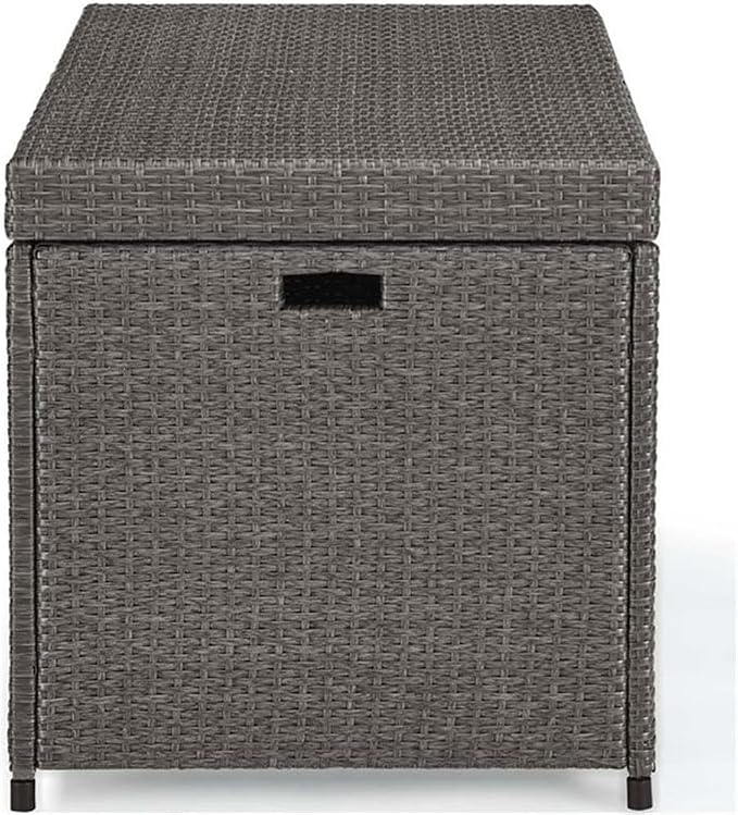 Home Square 2 Piece Wicker Patio Deck Box Set in Weathered Gray