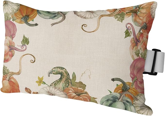 Outdoor Pillows Covers with Inserts Fall Thanksgiving Pumpkin Harvest Season Waterproof Recliner Pillow with Adjustable Strap Throw Pillows for Patio Furniture Pool Lounge Chair, 11x16 inch, 1PCS