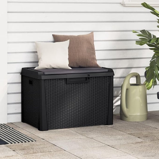 Anthracite Outdoor Storage Box 28.7 x 28.7 x 19.5 in Polypropylene Garden Deck Box 125 L with Matte Finish Multi-Use Patio Bench for Cushions Tools on Balcony