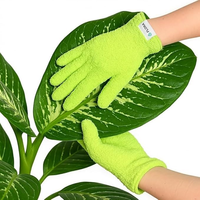 Flora Microfiber Dusting Gloves for Houseplants –Save Your Plants from Hidden Killers–Ultra-Gentle Microfiber