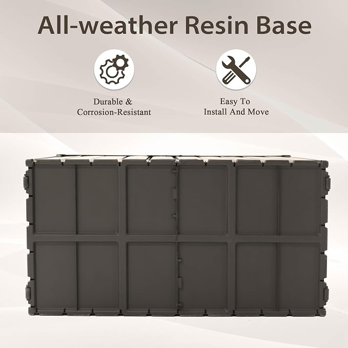 120 Gallon Metal Deck Box, Outdoor Storage Box Waterproof with Wheels, Lockable Storage Container for Patio Furniture Cushions Garden Tools, Dark Brown