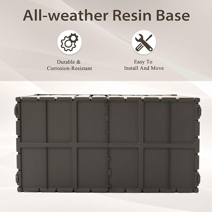 160 Gallon Outdoor Deck Box, Metal Lockable Storage Cabinet with Mobility Rollers & Side Handles, Waterproof Steel Bench for Patio Outside Furniture Cushions,Pillows,Garden Tools (Brown)