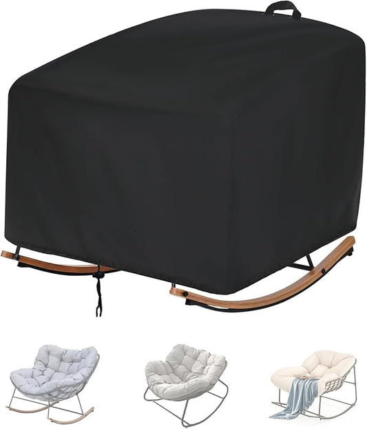 Outdoor Patio Egg Rocking Chair Cover Waterproof, Outdoor Egg Chair Cover for Oversize Rocking Chair and Rattan Wicker Papasan, 38"W x 46"D x 19"H
