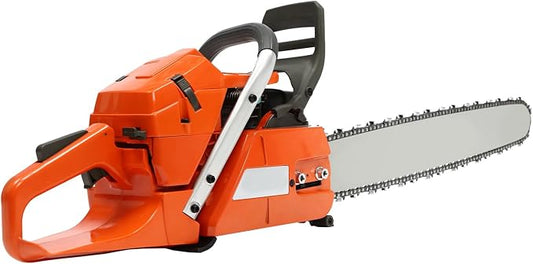 24Inch Gas Chainsaw, 2-Stroke 65CC 3.4KW Engine Handheld Gas Power Chain Saw with Air-cooled, Pull Start Petrol Saws Set for Wood Cutting, Garden Pruning, Forest Logging, USA STOCK