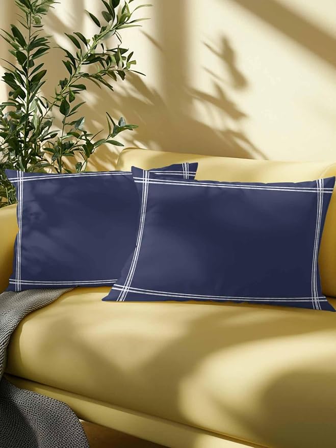 Vandarllin Waterproof Outdoor Pillow 1 Pack Solid Blue Color Decorative Throw Pillows Cover & Insert 20x12 Inch Lumbar Pillowcase Dark Blue Pillows for Couch Sofa Bed Patio Furniture Indoor Outdoor