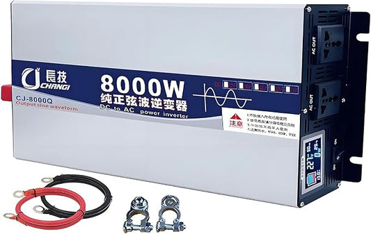 Upgraded high Power 6000W 8000W 10000W 12000W 16000W Pure Sine Wave Power Inverter 12V 24V 48V DC to 110V 220V AC Converter with LED Display for Car/RV Home Solar System(8000W,12Vto110V)