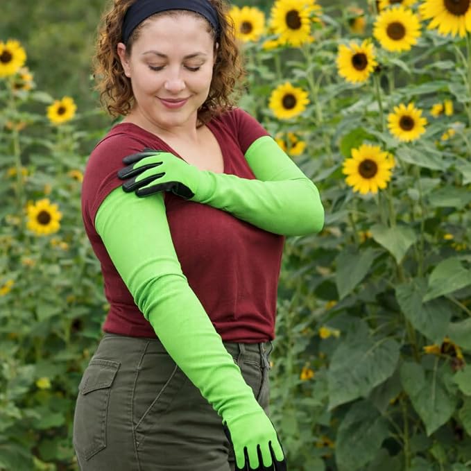 Long Sleeve Gardening Gloves Protection Sleeves, No-Slip Grip & Full Arm Guard Garden Cuffs; Durable, Protective