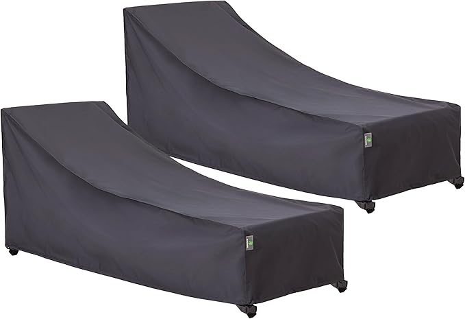 F&J Outdoors Patio Chaise Lounge Cover Waterproof UV Resistant Light Weight Outdoor Lounge Chair Cover, 86"Lx30"Wx30"H, Grey, 2-Pack
