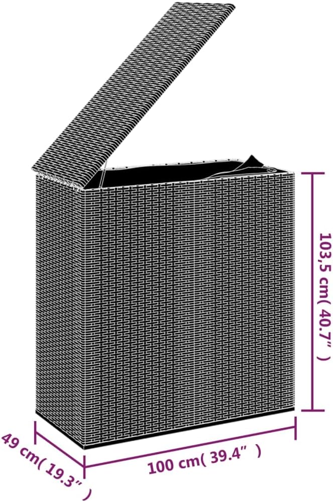 Patio Cushion Box,Outdoor Toy Storage,Pillow Storage, Includes a Black Inner Bag with Cover and Zipper Features a Gas Lift Mechanism, for Patio Furniture Cushion Storage.PE Rattan Grey