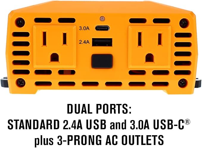 PowerDrive PWD400 400 Watt Power Inverter 12v DC to 110v AC with 2 Outlets and 2 Ports